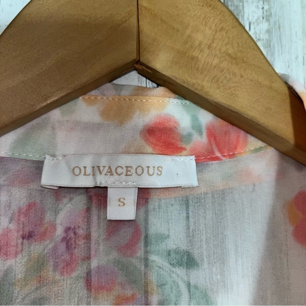 Olivaceous Sheer Lush Blooms Chiffon Button Up Fairy Whimsy Coquette Regencycore - Picture 9 of 9